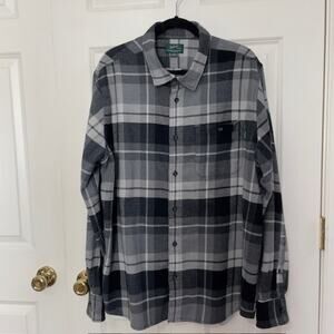 Woolrich‎ Men's XXL Black & Gray Plaid Flannel Shirt Cotton Blend | 34 Sleeve
